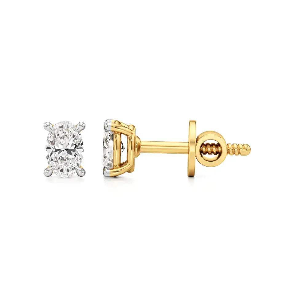 Thea | Four Prong Studs with Oval Shaped Solitaire Lab-Grown Diamond - Nivara