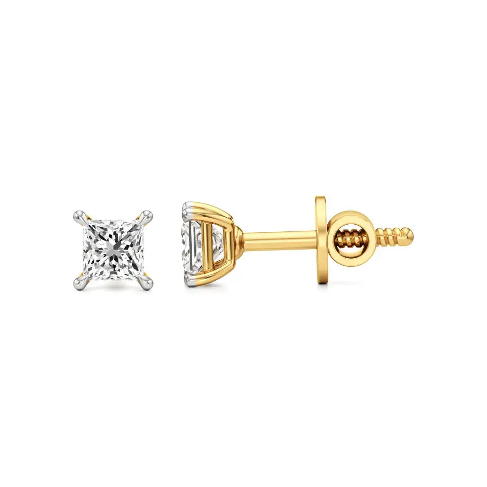 Thea | Studs with Four Prong Princess Lab-Grown Diamond - Nivara