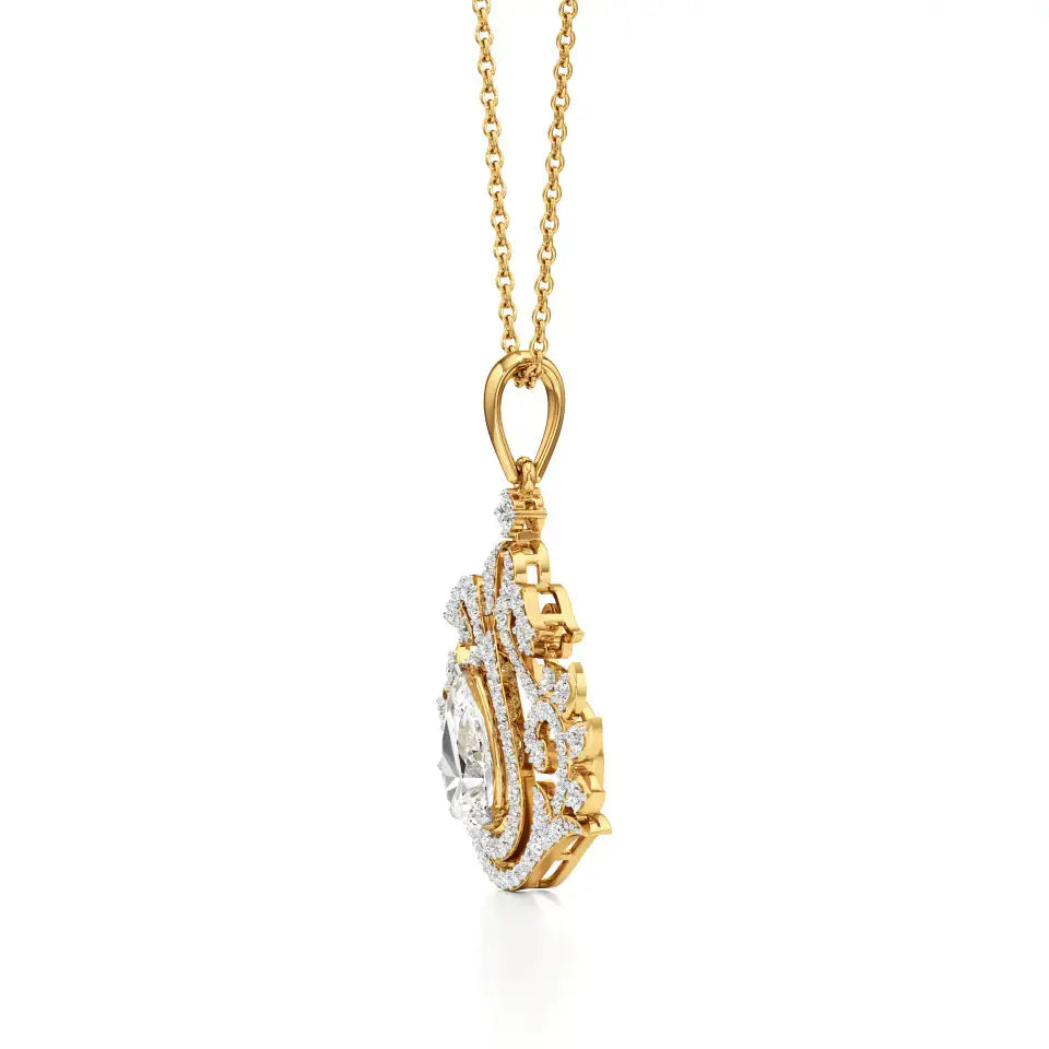 Flora | Pear & Round Lab Grown Diamonds Floral Pendant - Nivara