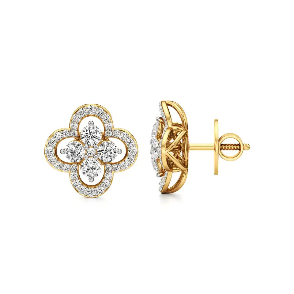 Flora | Round Lab-Grown Diamonds Quatrefoil Studs - Nivara