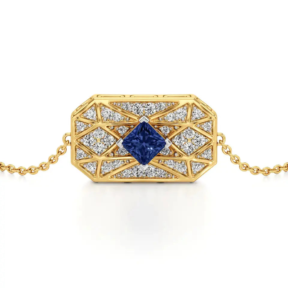 Rupak | Lab Grown Diamonds with Square-Cut Sapphire Chain Bracelet - Nivara