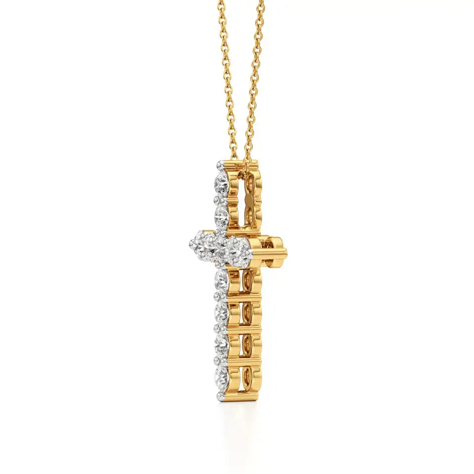 Aura | Elegant Round Lab Grown Diamonds Cross Pendant - Nivara