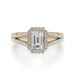 Mira | Round & Emerald Lab-Grown Diamond Halo Ring - Nivara