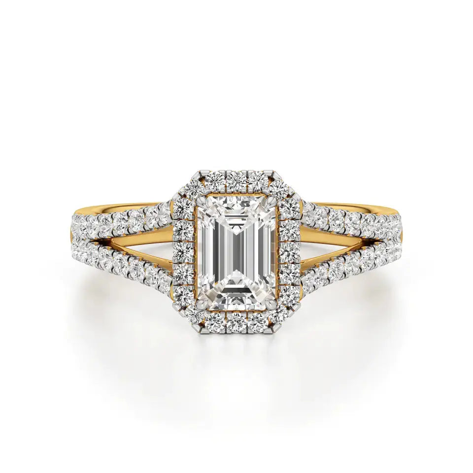 Mira | Round & Emerald Lab-Grown Diamond Halo Ring - Nivara