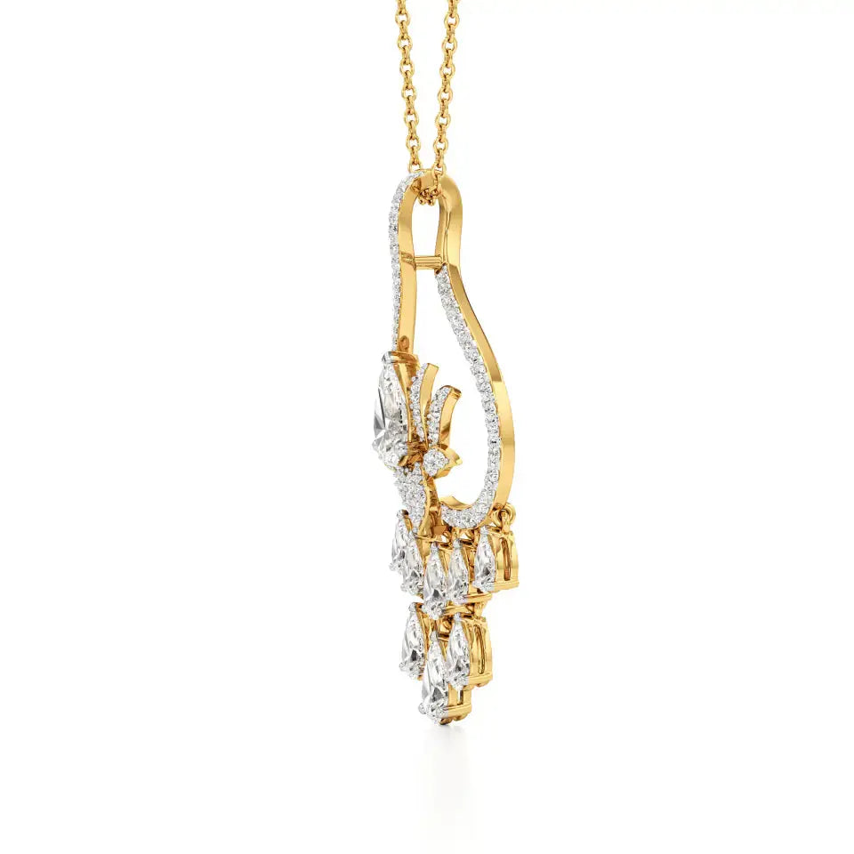 Flora | Pear & Round Lab Grown Diamonds Lotus Pendant - Nivara