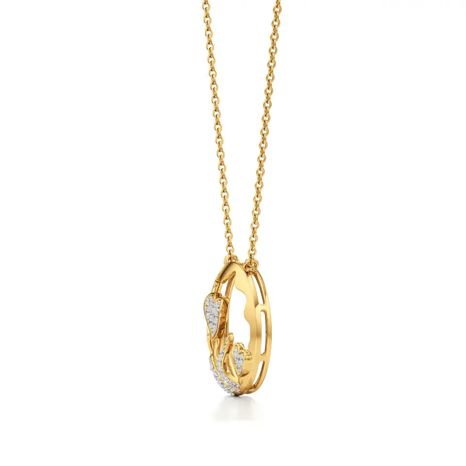Sneh | Round Lab Grown Diamonds Dual Heart Pendant - Nivara