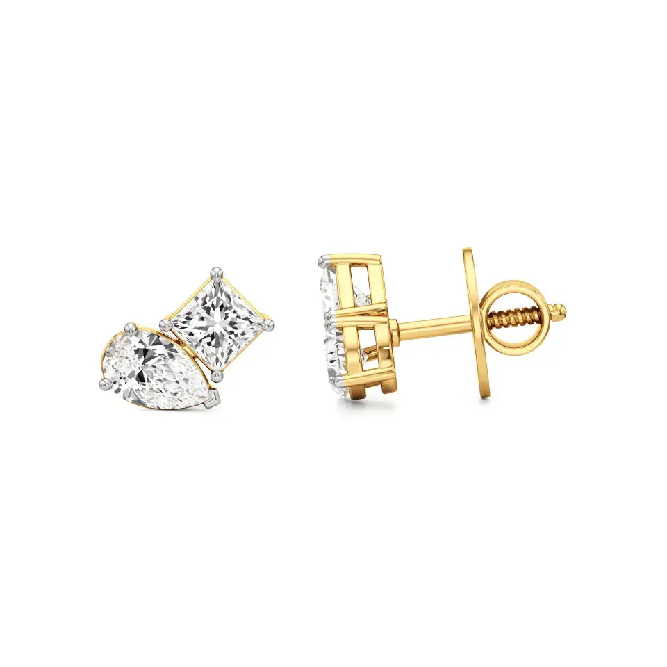 Toi et Moi | Pear & Princess Lab-Grown Diamond Stud Earrings - Nivara