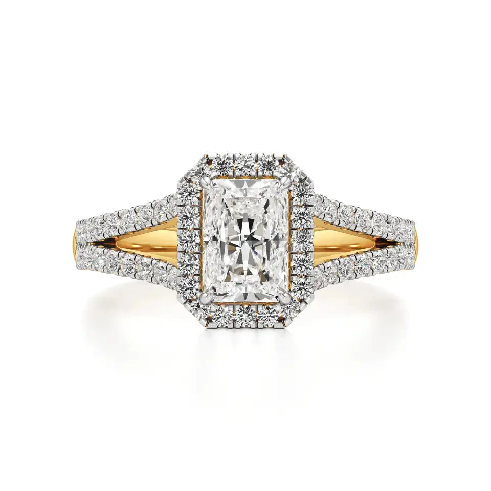 Mira | Emerald Cut Solitaire with Halo - Nivara