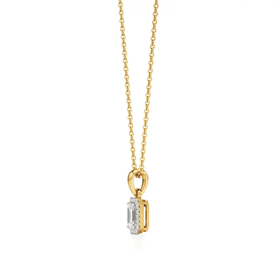 Mira | Emerald-Cut Solitaire with Halo Lab Grown Diamonds Pendant - Nivara