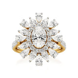 Flora | Oval-cut Solitaire with Pear & Round Side Stones - Nivara