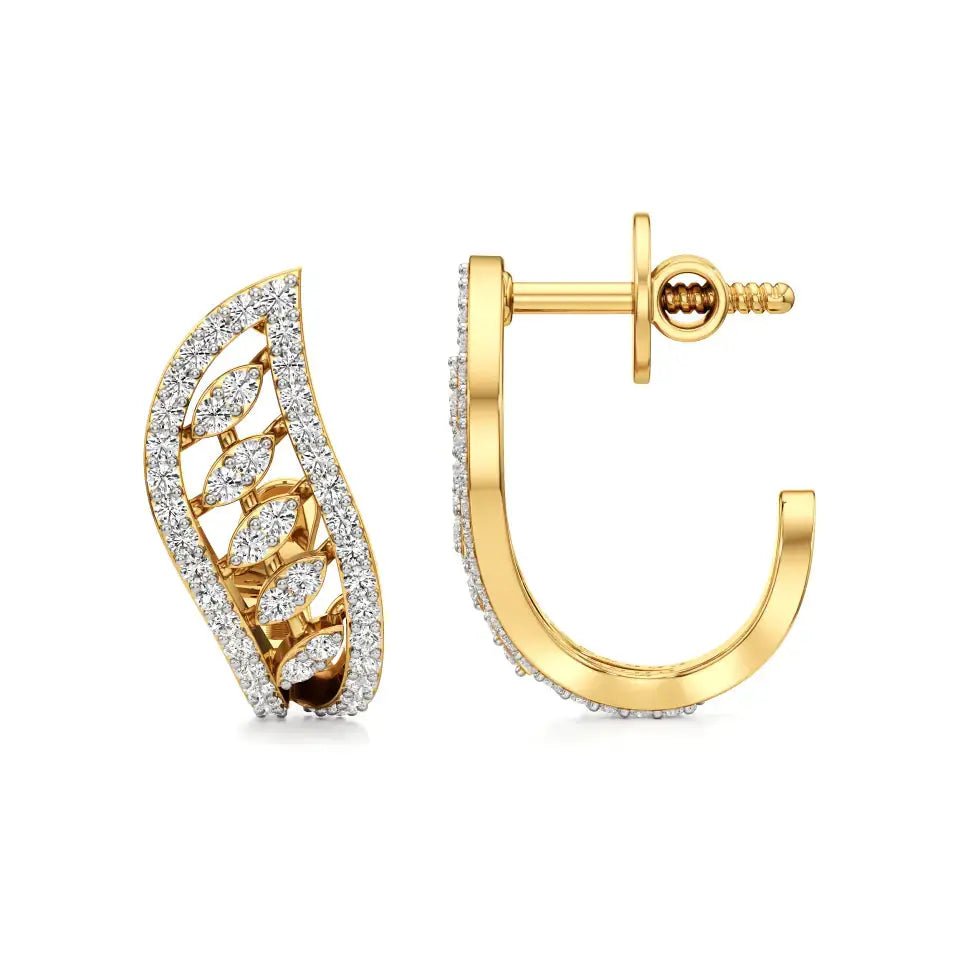 Jess | Round Lab-Grown Diamonds J-Shaped Hoops - Nivara