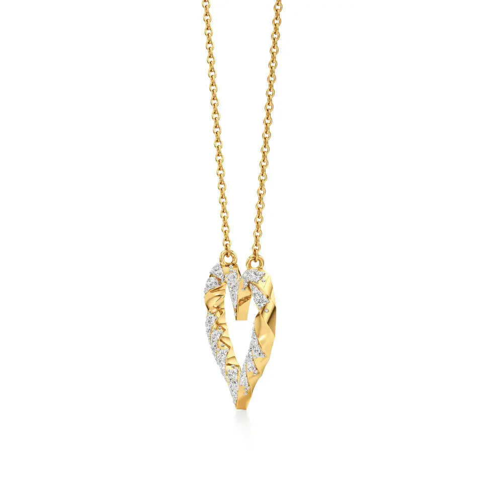 Sneh | Round Lab Grown Diamonds Twisted Heart Pendant - Nivara