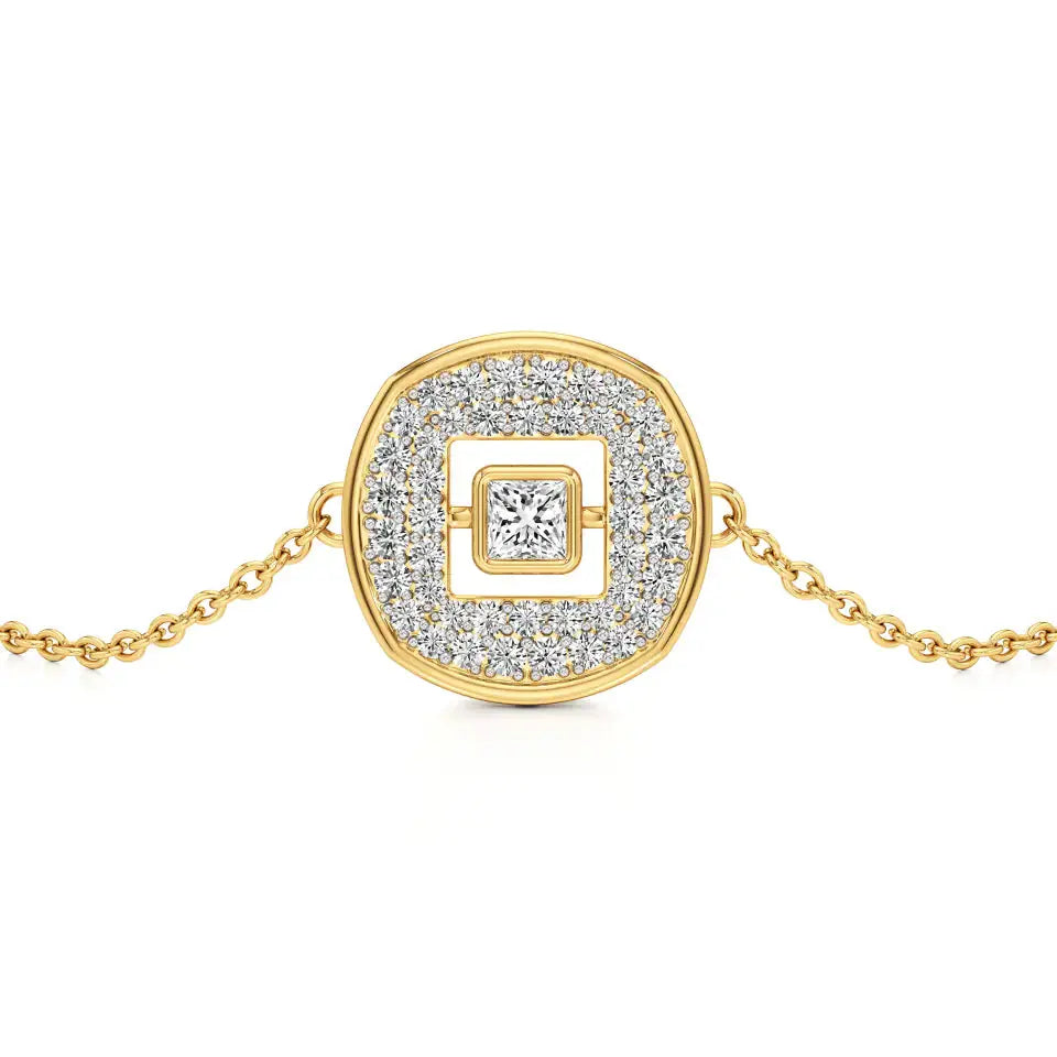 Celestia | Princess-Cut Lab Grown Diamond With Halo Chain Bracelet - Nivara