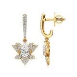 Flora | Pear & Round Lab-Grown Diamond Lotus Earrings - Nivara