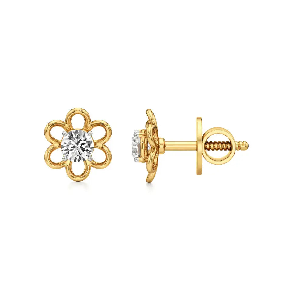 Flora | Round Lab-Grown Diamond Floral Studs - Nivara