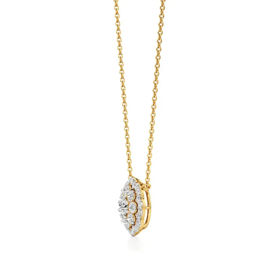 Flora | Classic Lab Grown Diamond Floral Halo Pendant - Nivara