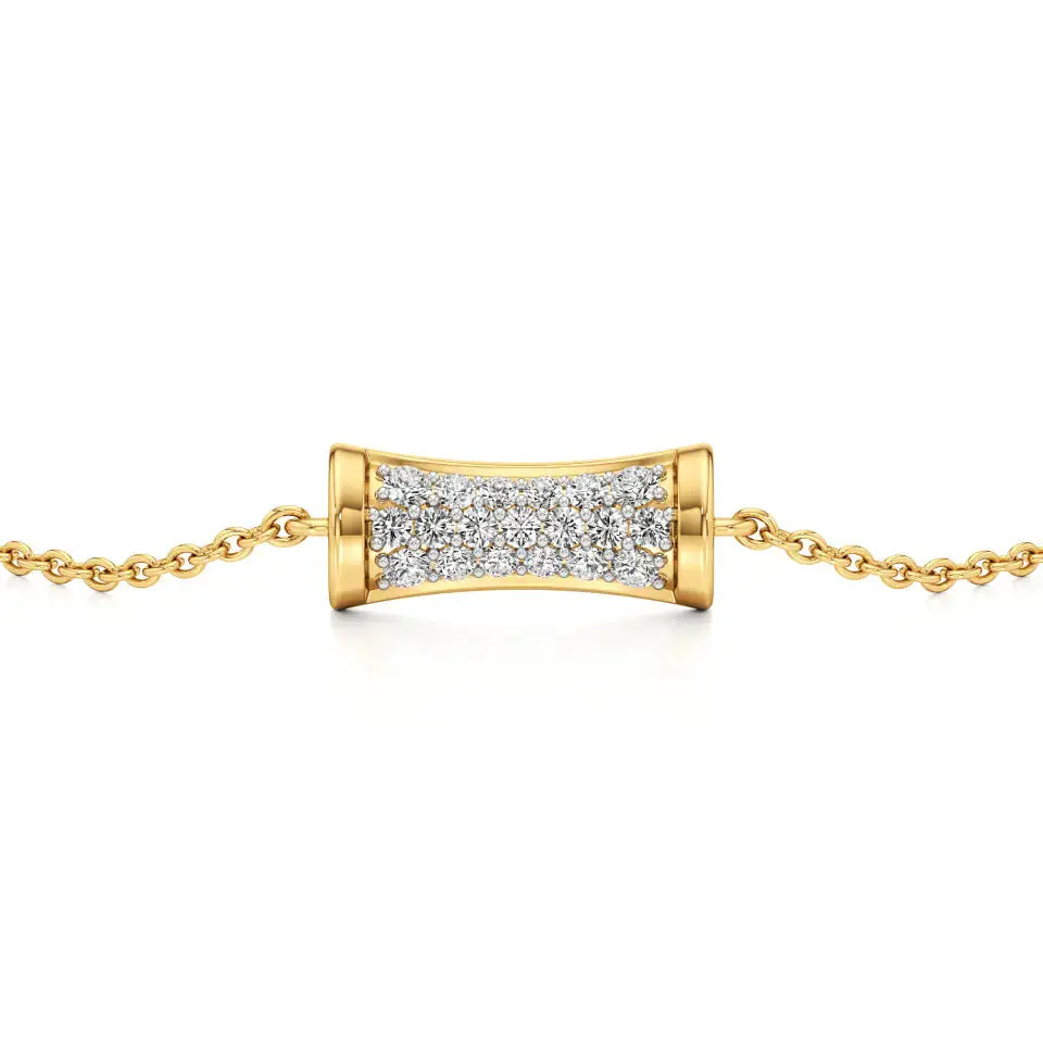 Rupak | Lab Grown Diamonds Cluster on Cylindrical Piece Chain Bracelet - Nivara