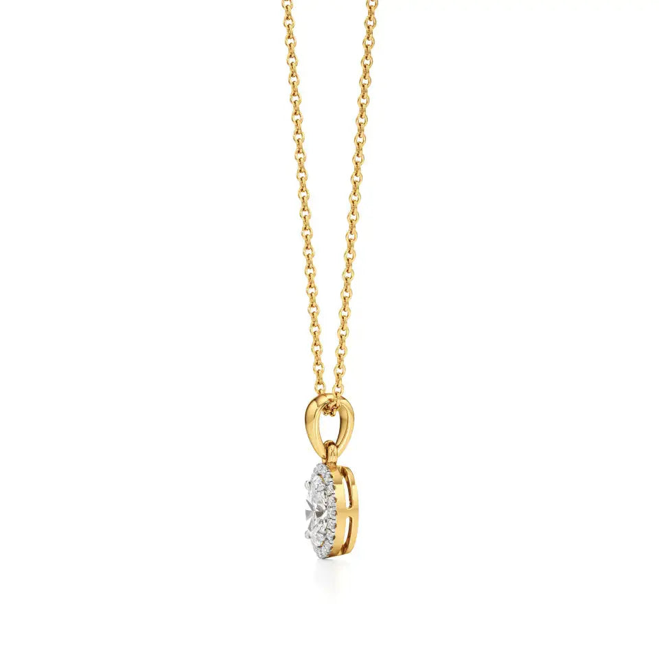 Mira | Oval Solitaire with Halo Lab Grown Diamonds Pendant - Nivara
