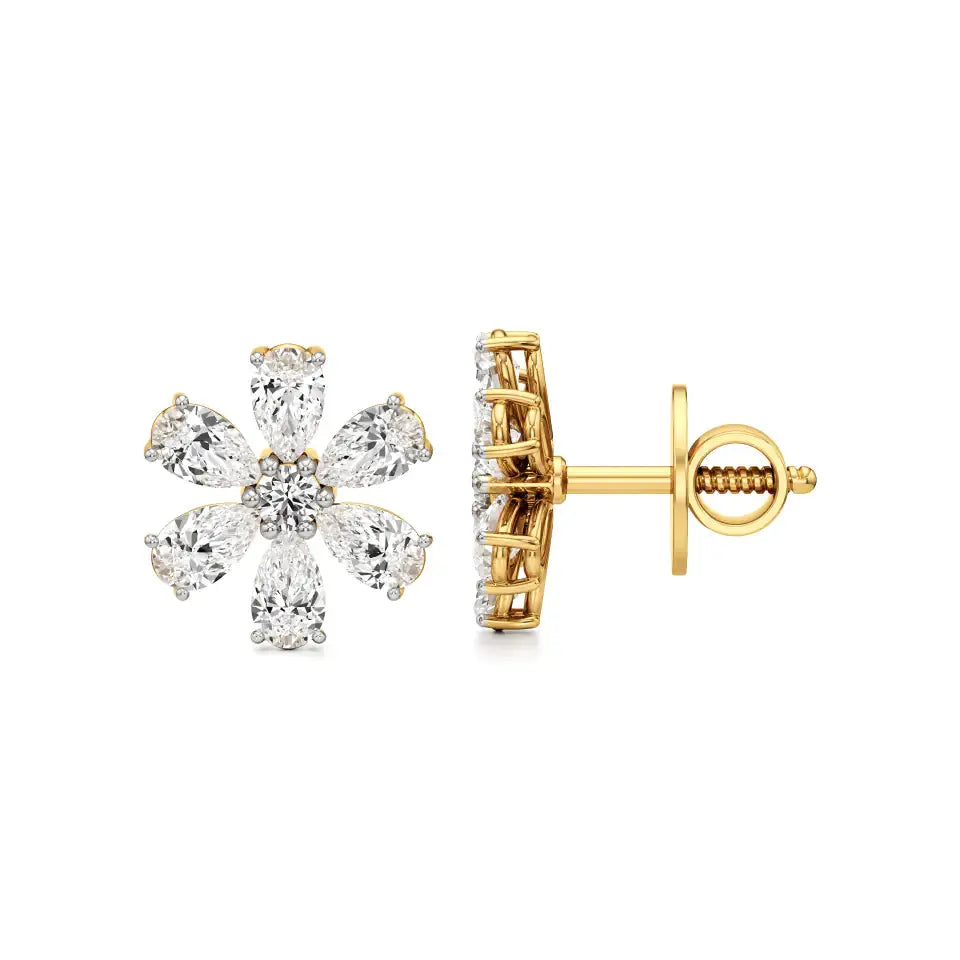 Flora | Pear & Round Lab-Grown Diamond Floral Studs - Nivara