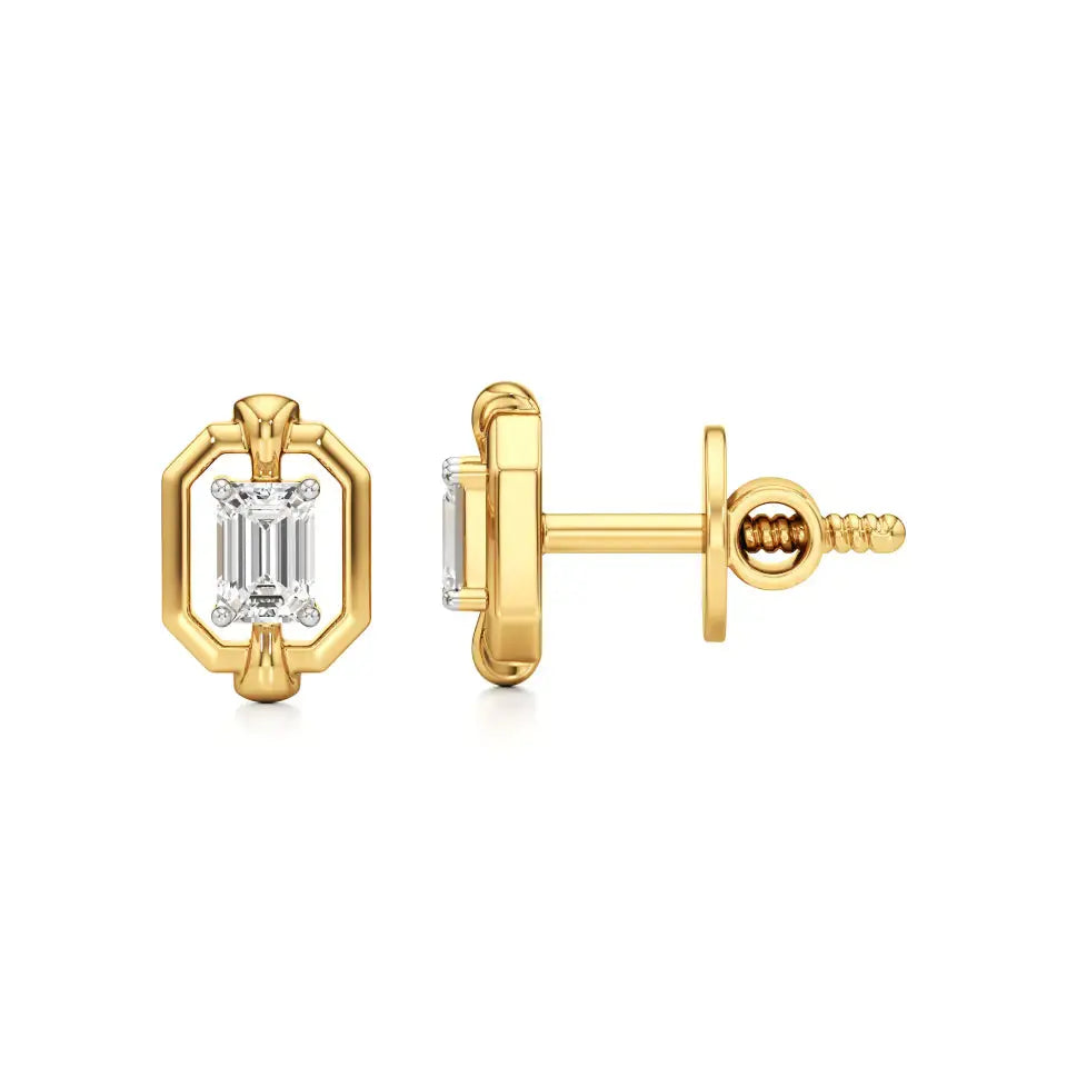 Mode | Emerald-Cut Solitaire Lab-Grown Diamond Studs - Nivara