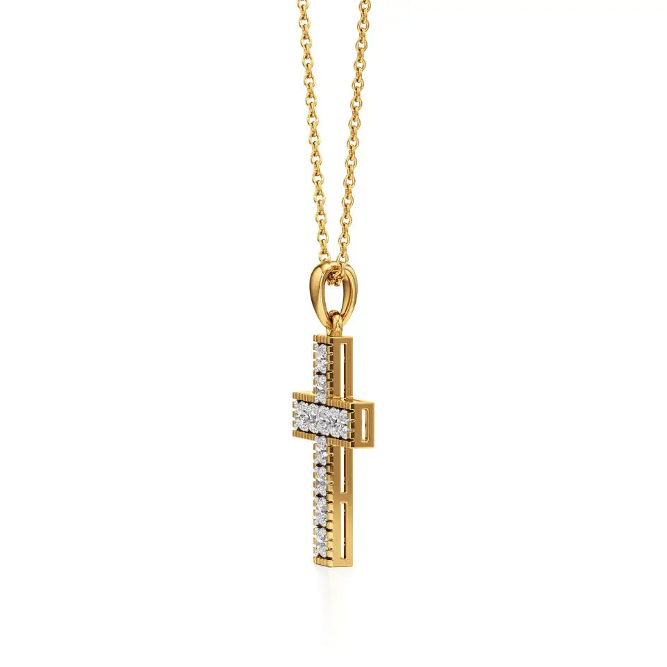 Aura | Round Lab Grown Diamonds Cross Pendant - Nivara