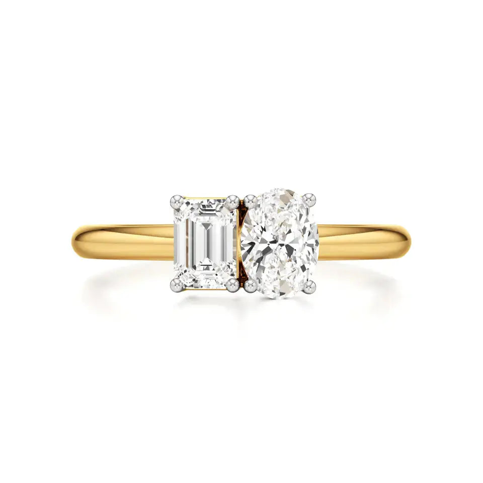 Toi et Moi | Oval & Emerald Lab-Grown Diamond Ring - Nivara