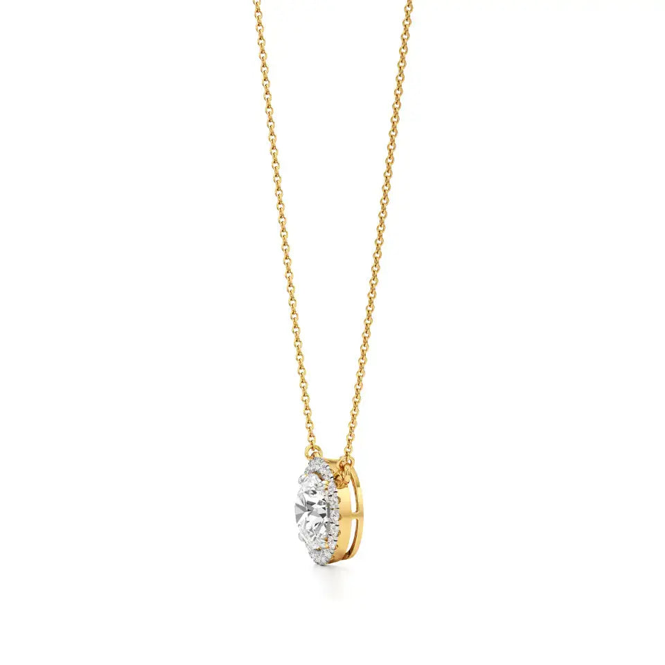 Mira | Round Lab Grown Diamond with Halo Necklace - Nivara