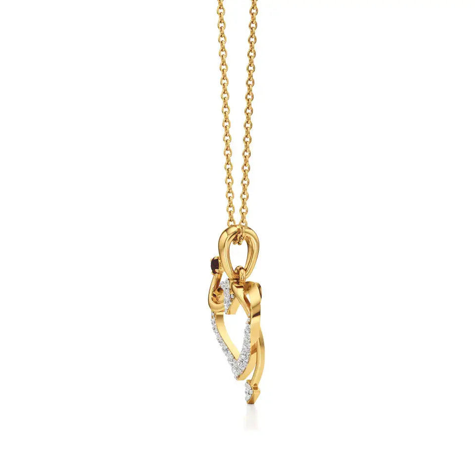Sneh | Elegant Round Lab Grown Diamonds with Ruby Accent Heart Pendant - Nivara