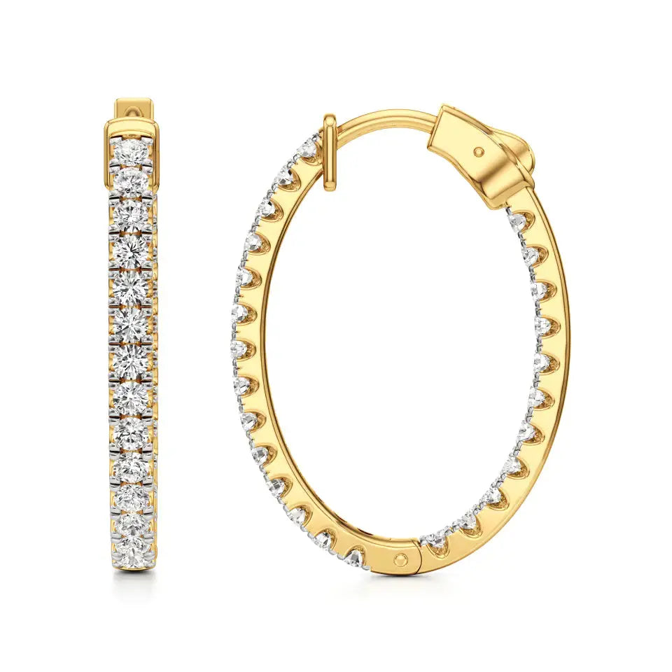 Mode | 32-Round Lab-Grown Diamond Inside-Outside Hoop Earrings - Nivara