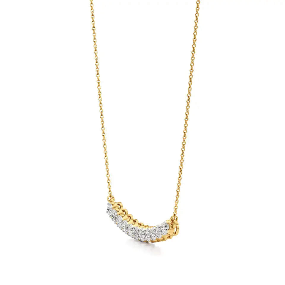 Noor | Round Lab Grown Diamonds Bezel setting Bar Necklace - Nivara