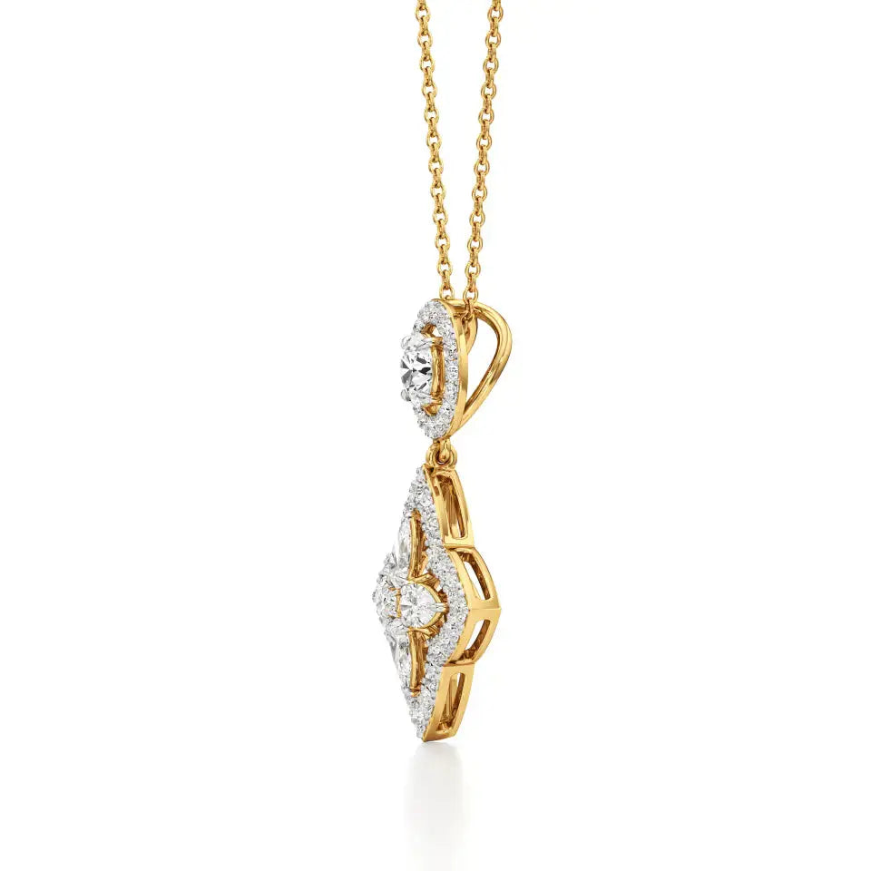 Flora | Round & Pear Floral Halo Lab Grown Diamonds Pendant - Nivara