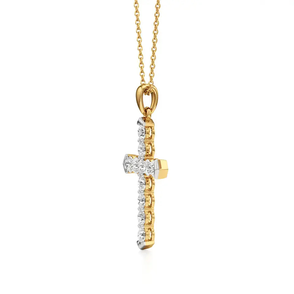 Aura | Round Lab Grown Diamonds Cross Pendant - Nivara