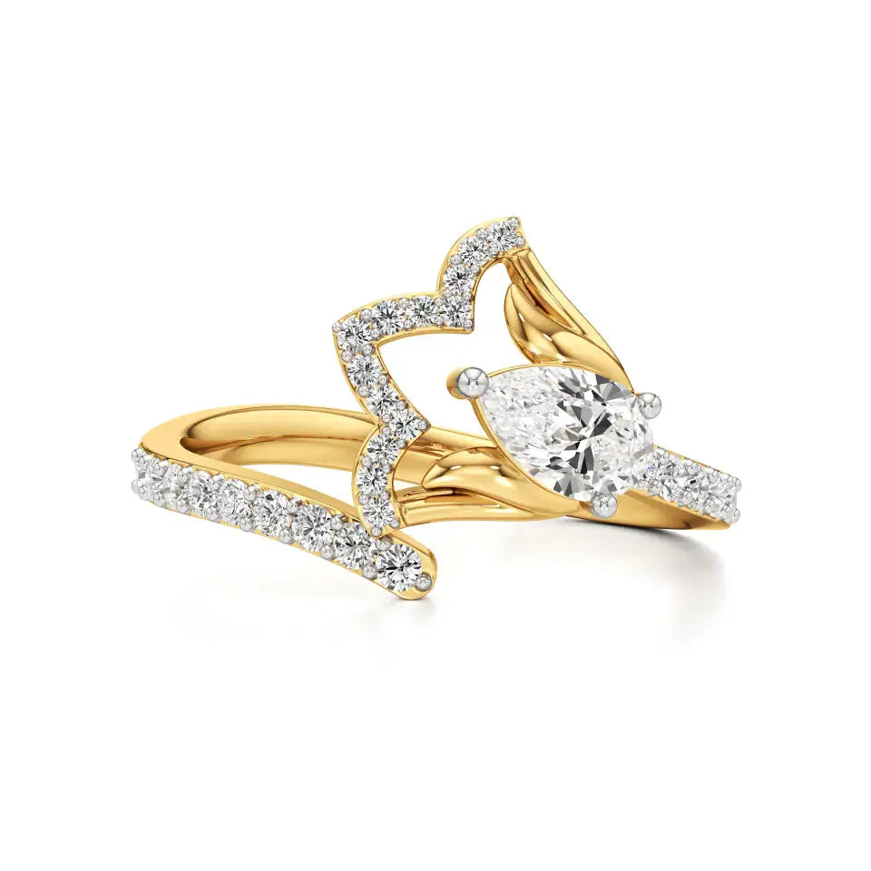 Flora | Round & Pear Lab-Grown Diamond Ring with Pav�� Accents - Nivara
