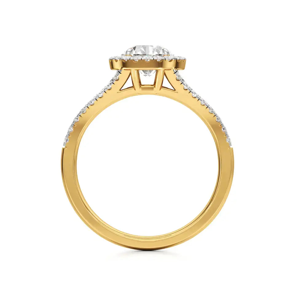 Mira | Round Solitaire with Halo Ring - Nivara