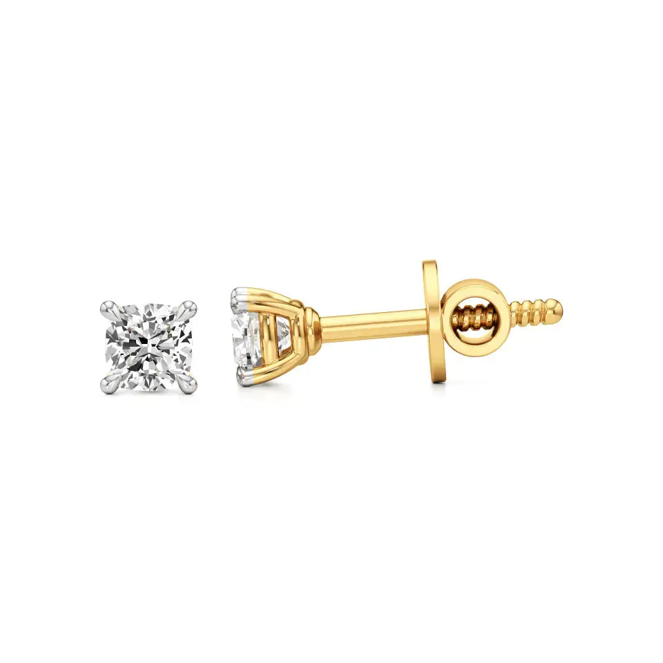 Thea | Four Prong Studs with Cushion-Cut Solitaire Lab-Grown Diamond - Nivara