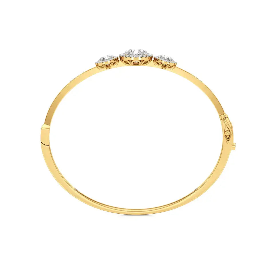 Elina | Round Lab Grown Diamonds Halo Design Oval Bangle - Nivara