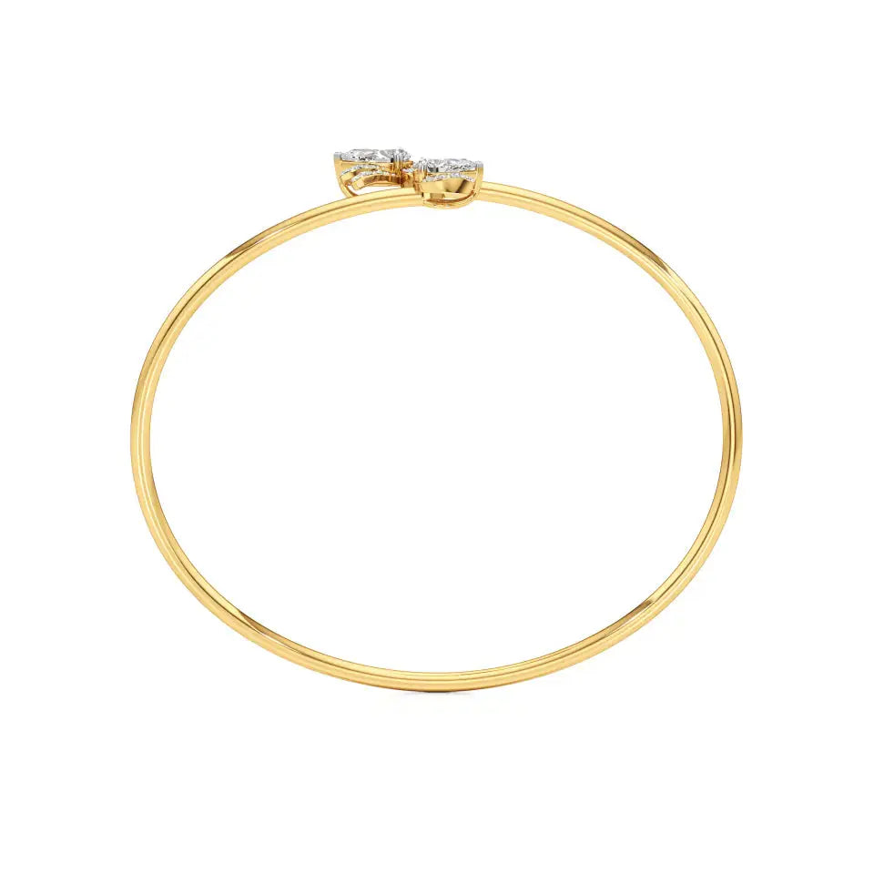 Flora | Pear & Round Lab Grown Diamonds with Floral Motif Bangle - Nivara
