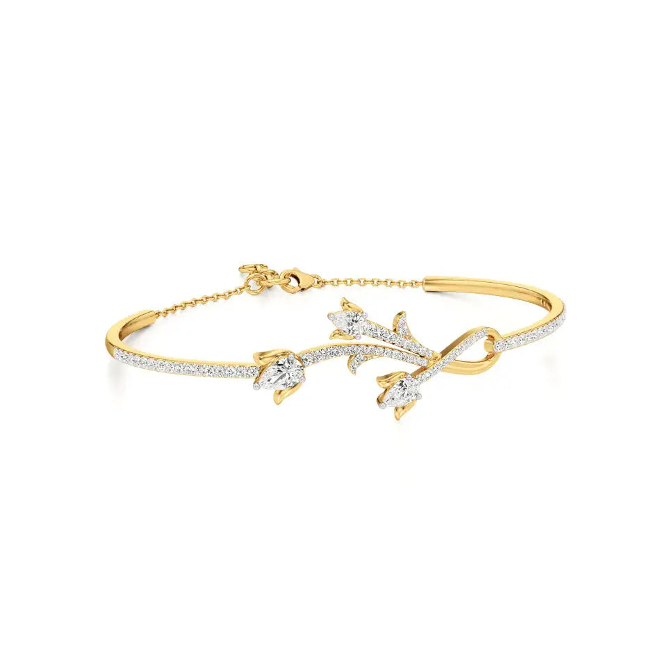 Flora | Pear & Round Lab Grown Diamonds Floral Bangle - Nivara