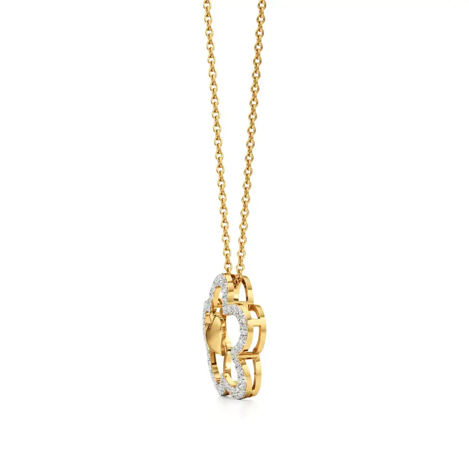 Flora | Floral Design Halo with Heart Motif Pendant - Nivara