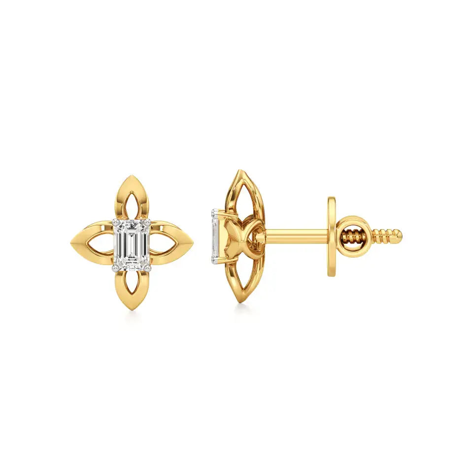 Nora | Emerald Solitaire Lab-Grown Diamond Studs - Nivara