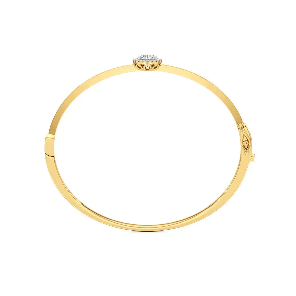Mira | Round Lab Grown Diamond Halo Design Oval Bangle - Nivara