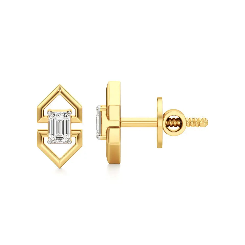 Mode | Emerald Solitaire Lab-Grown Diamond Studs - Nivara