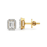 Mira | Emerald-cut Solitaire Lab-Grown Diamond with Halo Studs - Nivara