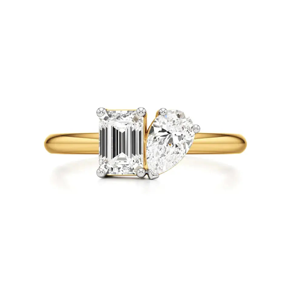 Toi et Moi | Pear & Emerald Lab-Grown Diamond Ring - Nivara