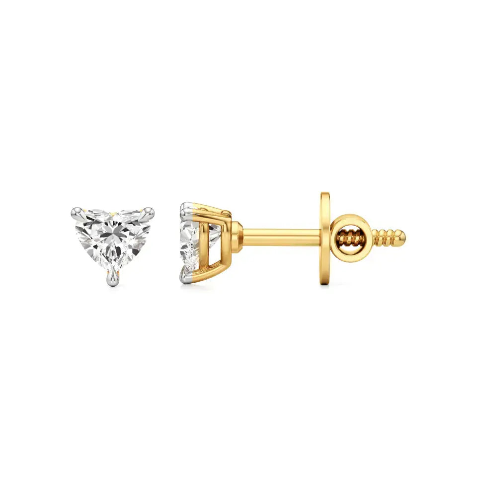 Sia | Three Prong Studs with Heart Shaped Solitaire Lab-Grown Diamond - Nivara