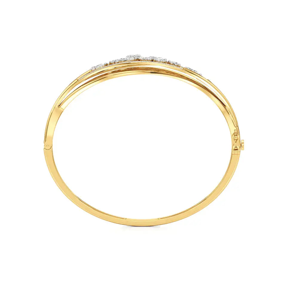 Celestia | Elegant Lab Grown Diamondss Leaf Pattern Bangle - Nivara
