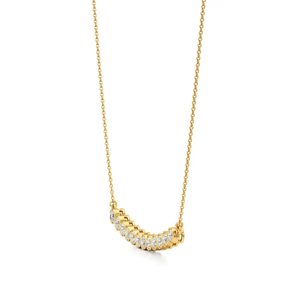Noor | Round Lab Grown Diamonds Bar Necklace - Nivara