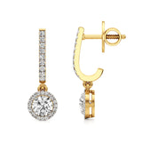 Amaya | Round Lab-Grown Diamond Halo Dangle Earrings