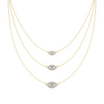 Elara | Marquise & Round Lab Grown Diamonds Halo Triple Layered Necklace - Nivara