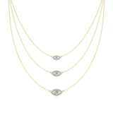 Elara | Marquise & Round Lab Grown Diamonds Halo Triple Layered Necklace - Nivara
